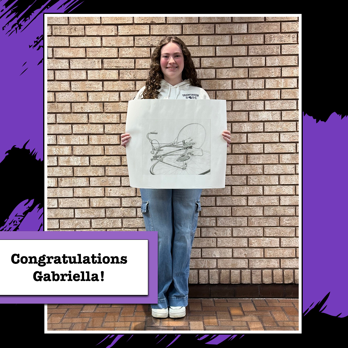 shawtech_hs's tweet photo. Student Spotlight 📣 Senior Gabriella L's artwork was featured in Umass Lowell's Art Gallery! Her 'bike perspective' piece features techniques using graphite &amp; mechanical pencils. Great job! #WeAreShawsheen  #ShawTechCTE #CTEWorks #UMass #UmassLowell #ShawTechSenior @umasslowell https://t.co/WKnZRrzKSB