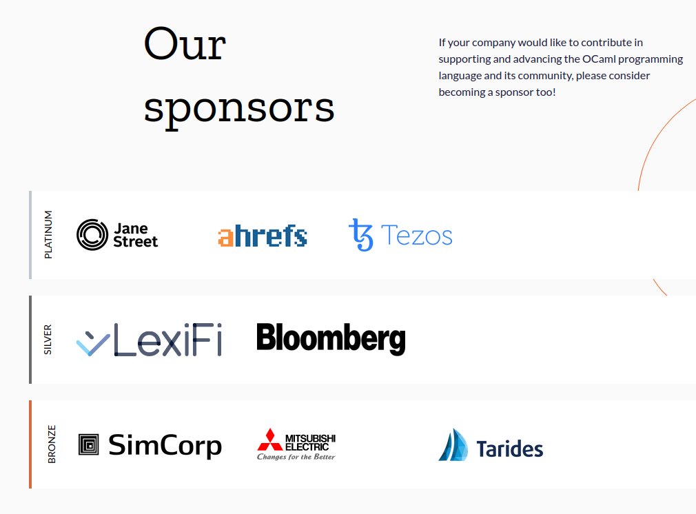 shakthimaan's tweet image. OCaml Software Foundation: January 2024 Update discuss.ocaml.org/t/ocaml-softwa… #OCaml @OCamlFoundation @JaneStreetGroup @ahrefs @tezos #LexiFi @business @SimCorp @Mitsubishi_FA @tarides_