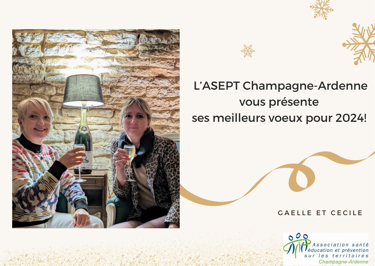 L'ASEPT CHAMPAGNE-ARDENNE vous présente ses meilleurs voeux pour 2024.
#prévention #santé #ChampagneArdenne