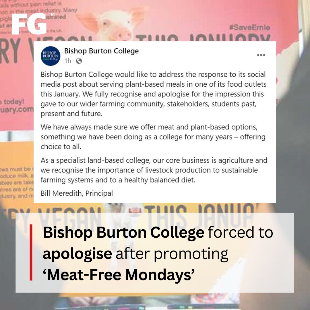FarmersGuardian's tweet photo. Yorkshire-based Bishop Burton College provoked outrage after saying a vegan diet contributed to 'good mental health' and 'sustainability'.

Find out more 👉 https://t.co/Bht2IFjnpU

#vegan #veganuary #meatfreemeals #farming https://t.co/jqtlnATCaY
