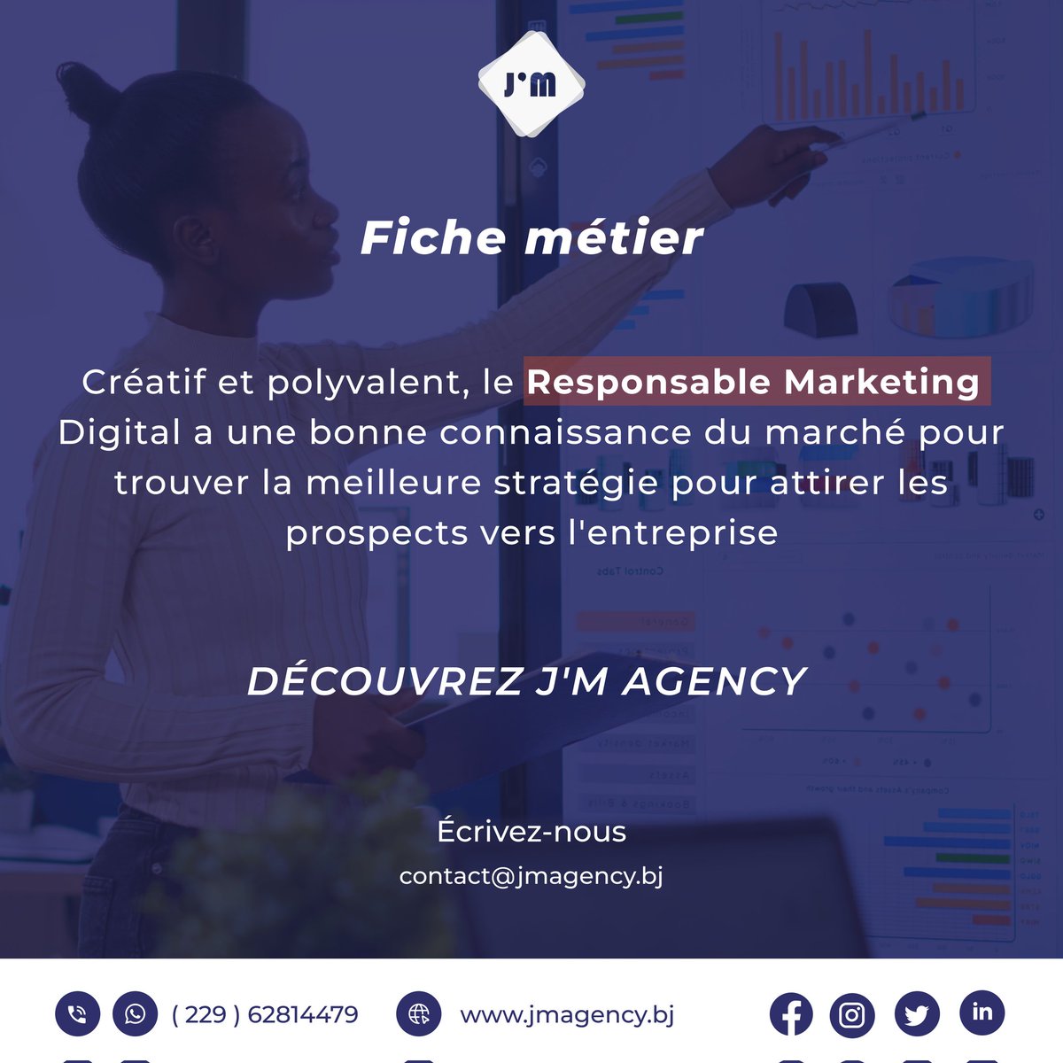 jmagencybj's tweet photo. J'M Agency vous parle aujourd'hui de ce Spécialiste aux multiples compétences.

Quel est son Atout pour l'entreprise ?

Le Responsable Marketing Digital sait comment répondre aux attentes des clients de l'entreprise, les satisfaire et les fidéliser.

#community #jmagencybj https://t.co/ZxOI3RQFbl