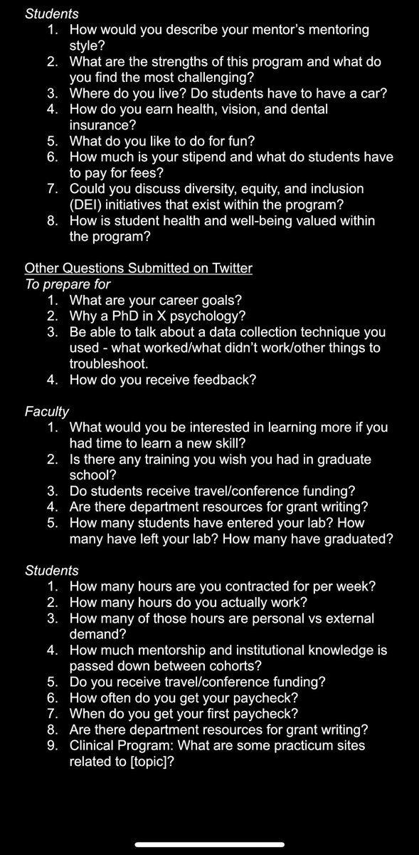 Julie Cristello, PhD (@julie_cristello) on Twitter photo ‼️Interviewing at a graduate program in psychology? Here are questions to prepare for and to ask both faculty and students! This resource includes questions that I have seen on Twitter as well! <a href="/AcademicChatter/">Academic Chatter™</a> <a href="/SCPdiv12/">Society of Clinical Psychology (APA Div. 12)</a> <a href="/equity_scholars/">Scholars for Elevating Equity & Diversity (SEED)</a> <a href="/BlackinPsych/">Black in Psych</a> <a href="/DisabledInPsych/">Disabled in Psych</a> ‼️Interviewing at a graduate program in psychology? Here are questions to prepare for and to ask both faculty and students! This resource includes questions that I have seen on Twitter as well! <a href="/AcademicChatter/">Academic Chatter™</a> <a href="/SCPdiv12/">Society of Clinical Psychology (APA Div. 12)</a> <a href="/equity_scholars/">Scholars for Elevating Equity & Diversity (SEED)</a> <a href="/BlackinPsych/">Black in Psych</a> <a href="/DisabledInPsych/">Disabled in Psych</a>
