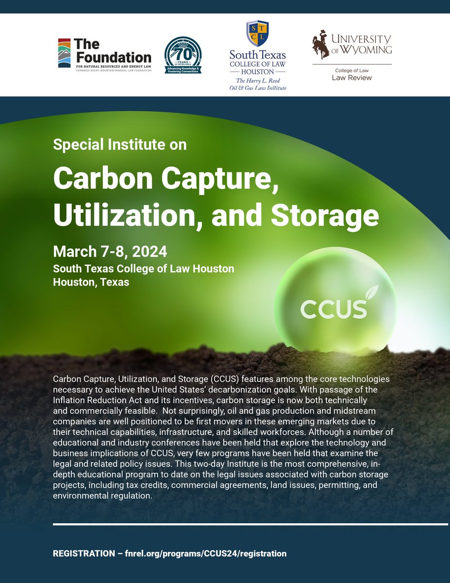 OGEL and TDM Law Journals / @ogeltdm.bsky.social (@ogeltdm) on Twitter photo Carbon Capture, Utilization, and Storage
🗓 7-8 March 2024
🌐Houston, Texas, United States
🔗fnrel.org/programs/ccus2…
#CCUS
👉 OGEL Special on Carbon Capture & Storage #CCS - table of contents and free excerpt ogel.org/journal-browse…
<a href="/TadeOyewunmi/">Tade Oyewunmi</a> Carbon Capture, Utilization, and Storage
🗓 7-8 March 2024
🌐Houston, Texas, United States
🔗fnrel.org/programs/ccus2…
#CCUS
👉 OGEL Special on Carbon Capture & Storage #CCS - table of contents and free excerpt ogel.org/journal-browse…
<a href="/TadeOyewunmi/">Tade Oyewunmi</a>