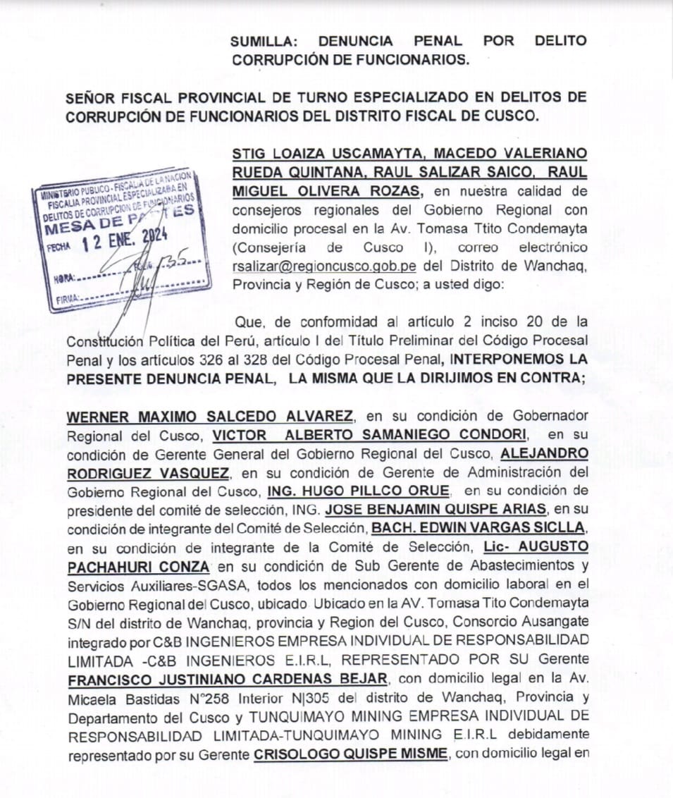 cusconoticias's tweet photo. 𝗖𝗢𝗡𝗦𝗘𝗝𝗘𝗥𝗢𝗦 𝗗𝗘𝗡𝗨𝗡𝗖𝗜𝗔𝗡 𝗔 𝗚𝗢𝗕𝗘𝗥𝗡𝗔𝗗𝗢𝗥 𝗥𝗘𝗚𝗜𝗢𝗡𝗔𝗟 𝗗𝗘 𝗖𝗨𝗦𝗖𝗢 WERNER SALCEDO POR FAVORECER OTORGAMIENTO DE OBRA DE MAS DE 6 MILLONES CON DOCUMENTOS FALSOS
Macedo Rueda, Miguel Olivera, Raul Salizar y Stig Loiza
Realizaron la denuncia respectiva https://t.co/gMKRpA2G7D