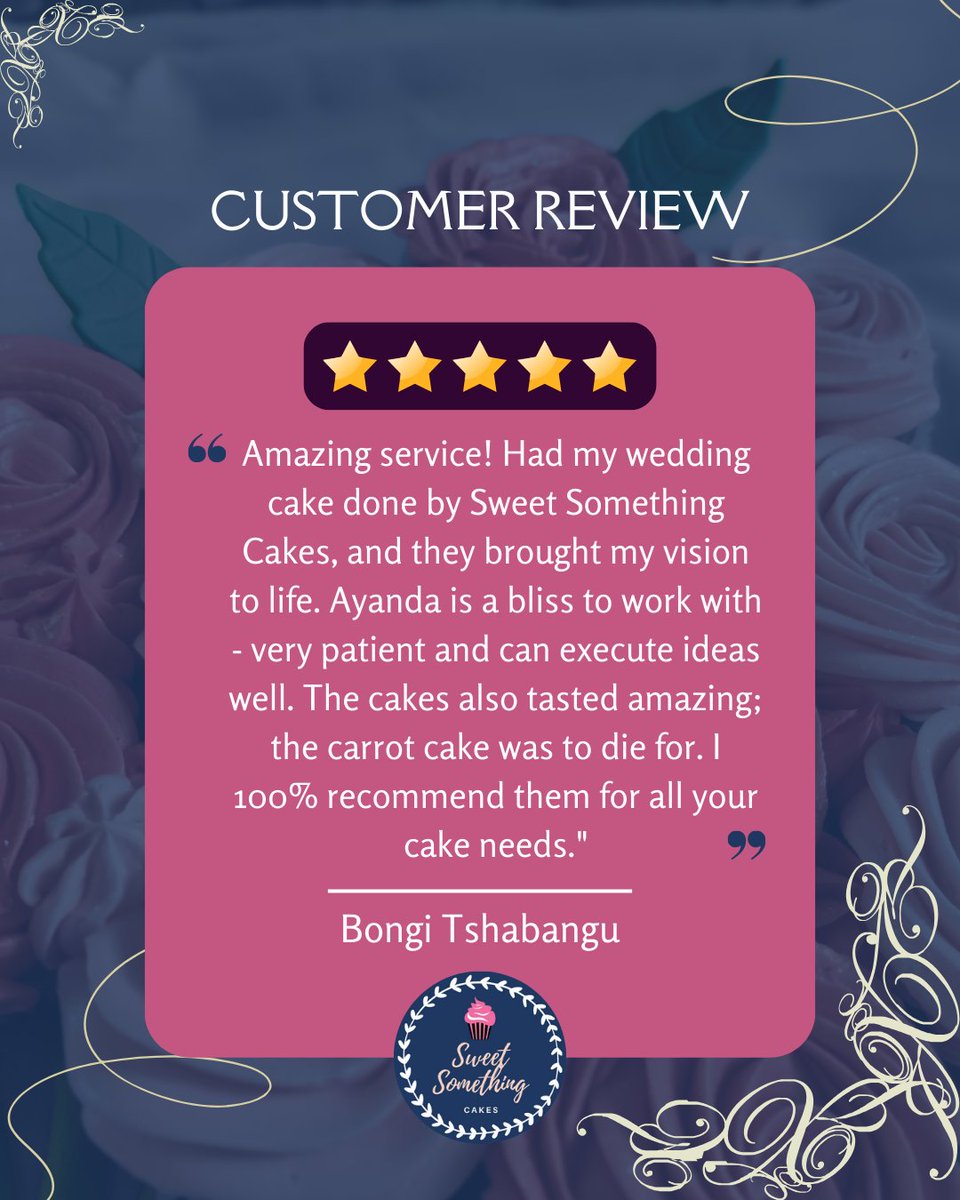 SweetSomethingC's tweet photo. Customer Review! Thank you for being part of Sweet Something Cakes!

Call / WhatsApp 068 004 4387 for your next delicious order
Or visit our website for more - https://t.co/OZQy8Hj4RM https://t.co/RnFgi0O1pF