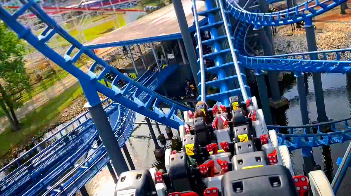 queue_for_two's tweet photo. Our 2022 ride experience video for Blue Hawk at Six Flags Over Georgia is out now on the Queue for Two YouTube channel! Sleeker and smoother than it’s predecessor Ninja, experience the only butterfly inversion in the USA on this steel coaster.

https://t.co/XQ2qgAgrPk https://t.co/6X8PDB4zFE