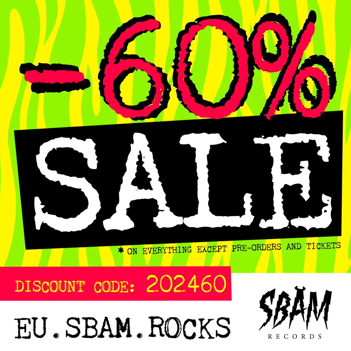 Here’s a little reminder for the EU (60%) and US SALE (50%). This crazy discount ends at the end of January. So better hurry up and grab some cheap stuff until it‘s gone. Spread the word. Thx!🤘 Europe 🇪🇺 folks: eu.sbam.rocks US 🇺🇸 folks: sbam-rocks.us