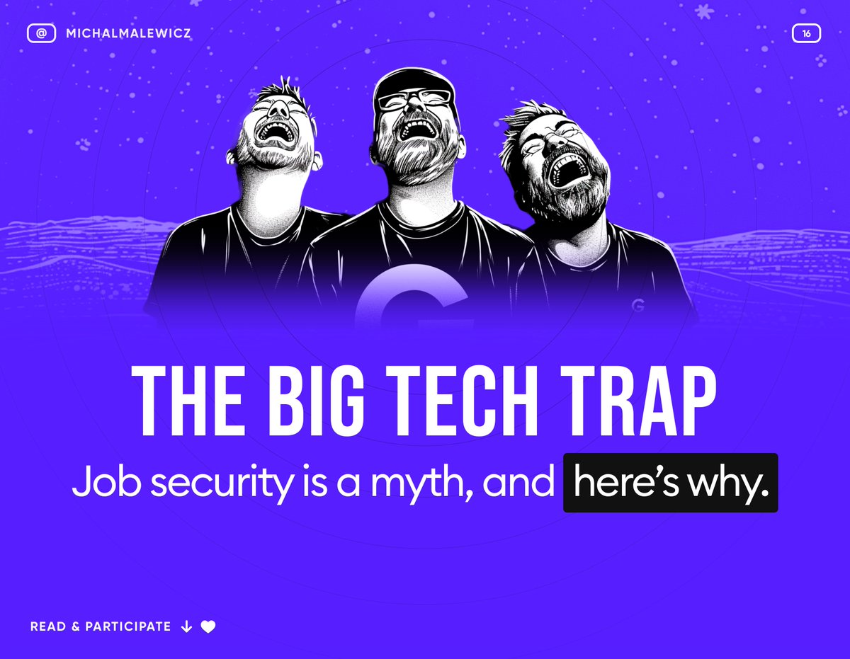 michalmalewicz's tweet photo. Working for Apple, Google, Amazon or Netflix used to be a dream for many designers.

Many say the best part about a corporate job is the stability.

Well think again - especially at junior roles thousands are being fired every year and it’s only accellerating.

Thread 👇🧵 https://t.co/Oy71qttCoq