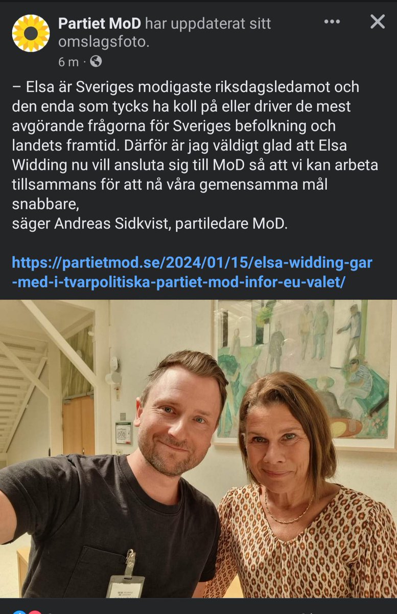 Det konspirativa partiet MoD, sprunget ur antivaccinprotesterna har nu värvat klimatförnekaren Elsa Widding, vilde i riksdagen som valdes in för Sverigedemokraterna.