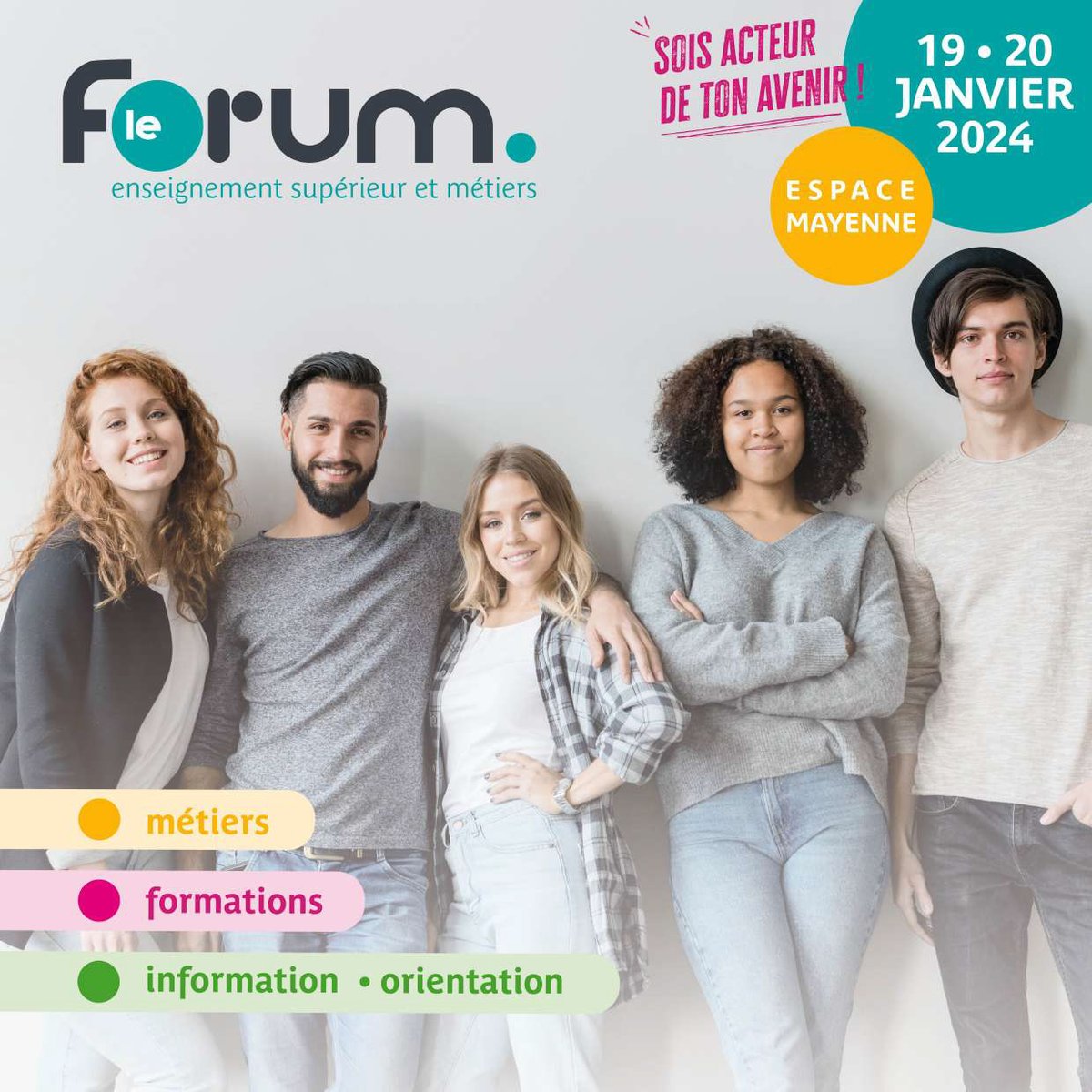 [Salon] Nous vous donnons rendez-vous vendredi et samedi au forum de l'enseignement supérieur et des métiers de Laval.
📍Stand 89 à <a href="/espacemayenne/">Espace Mayenne</a> 
<a href="/LeMansUniv/">Le Mans Université</a> <a href="/lesIUT/">Les IUT</a> <a href="/Laval_la_Ville/">Laval la Ville</a> <a href="/LavalAgglo/">LavalAgglo</a> <a href="/lamayenne/">La Mayenne, le Département</a> <a href="/sup_recherche/">Ministère Enseignement supérieur/Recherche/Espace</a> #orientation #osezliut #BUT #Parcoursup