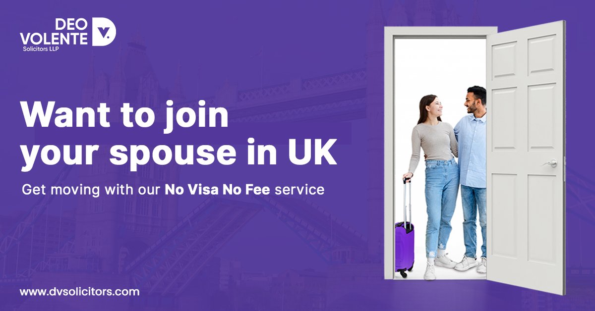 Want to join your spouse in the UK?
We are offering No Visa, No Fee! service

#immigrationSolicitors #ImmigrationtoUK #immigrationconsultants #immigrant #visa  #immigrationlaw #immigrationlawyer #immigrationservices #DVSolicitors #DeoVolenteSolicitors