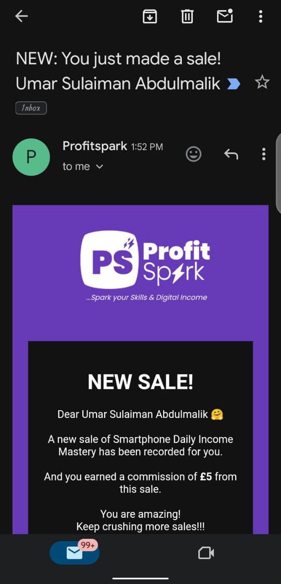 Research005's tweet photo. Another sales delivered...

Daily £5 pounds made, but hope to make it daily £50 pounds soon.

Thanks to Team @profitsparkco 🔥 https://t.co/ep2pbZp06B