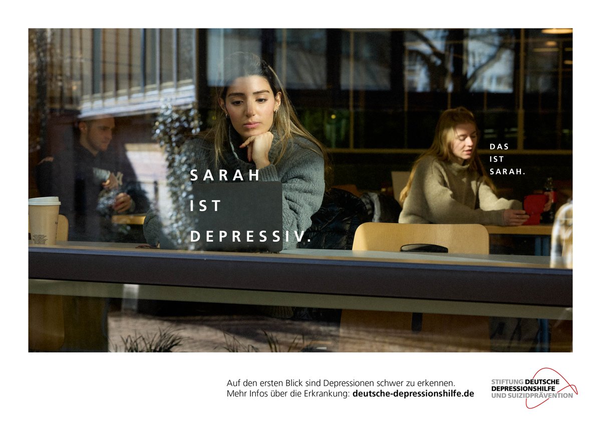 Gerne wollen wir Euch noch das zweite Motiv unserer Plakatkampagne zeigen. Auf digitalen Flächen wird auf das Thema Depression aufmerksam gemacht und auf Informations- und Unterstützungsangebote verwiesen. Die Motive verdeutlichen: Depressionen können jeden treffen.