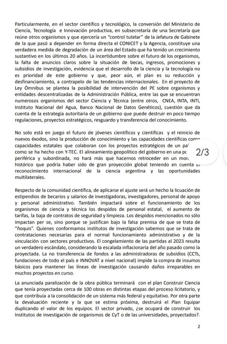 RCSalvarezza's tweet photo. Comunicado del Grupo Ciencia y Técnica Argentina. https://t.co/2D2ddiyMXI
