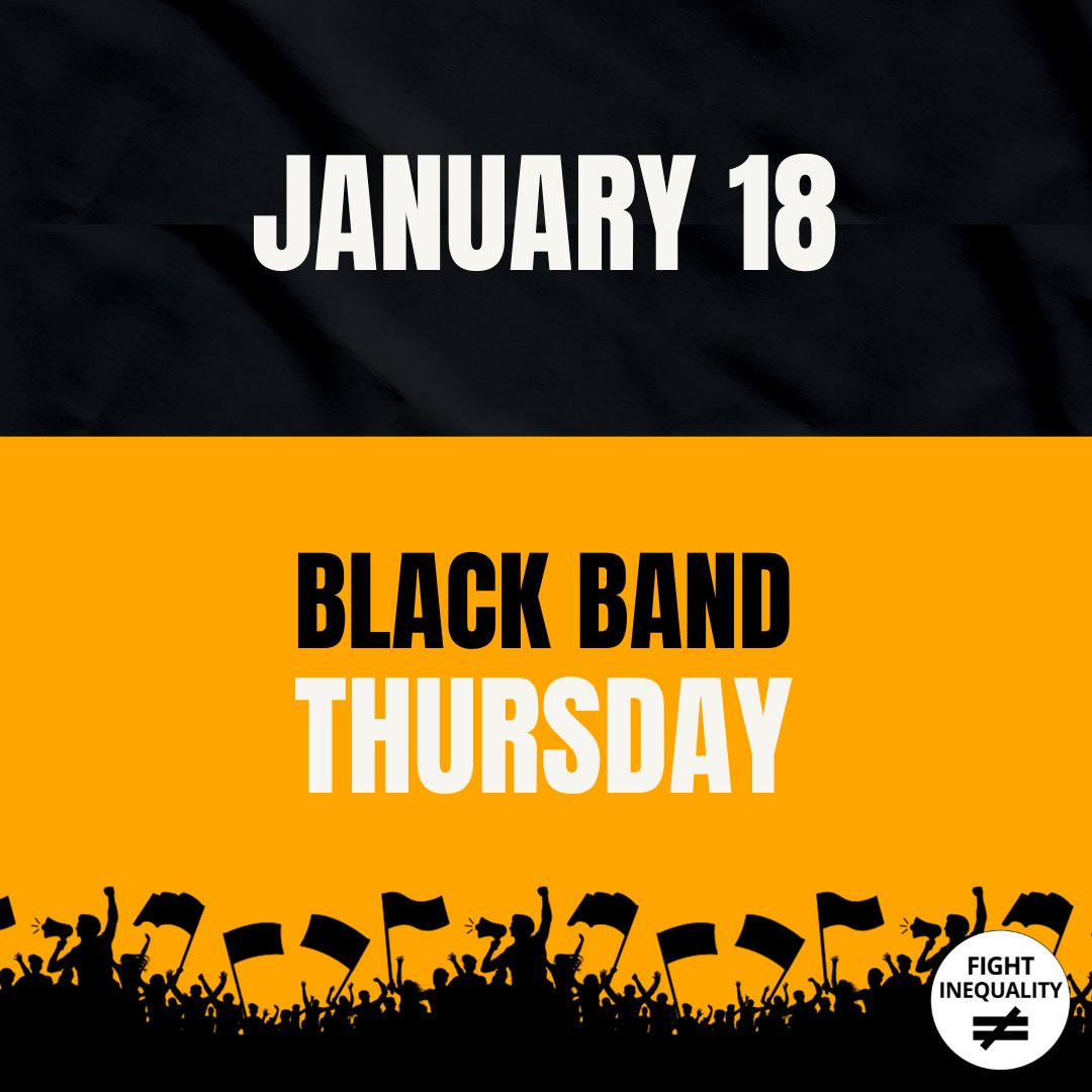 FightInequality's tweet photo. Standing in solidarity: Wearing a black band on Thursday to demand justice, equality, and compassion. Calling for both #taxtherich and a #ceasefireinGaza. Let's unite for a world that prioritizes peace and economic fairness. 📷📷 
#blackbandthursday #CEASEFIRE_NOW #Gaza_Genocide #PeopleoverProfit #AbundanceoverGreed