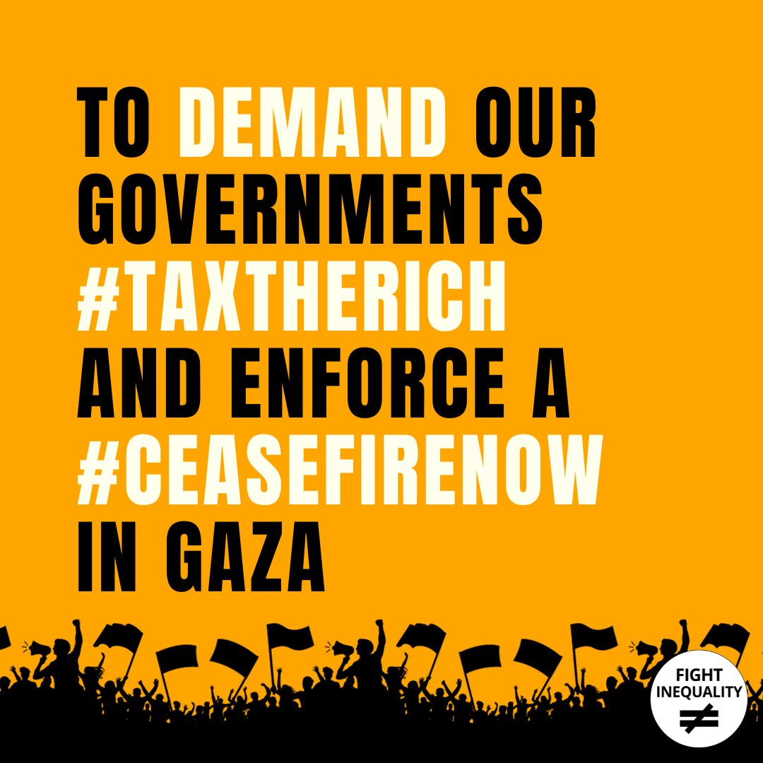 FightInequality's tweet photo. Standing in solidarity: Wearing a black band on Thursday to demand justice, equality, and compassion. Calling for both #taxtherich and a #ceasefireinGaza. Let's unite for a world that prioritizes peace and economic fairness. 📷📷 
#blackbandthursday #CEASEFIRE_NOW #Gaza_Genocide #PeopleoverProfit #AbundanceoverGreed