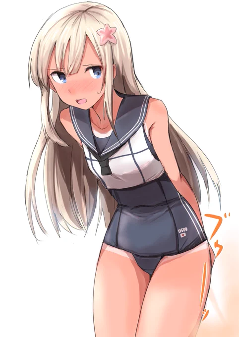 お題のおしりを抑えるもオナラが出てしまう艦これの呂500ちゃんです。 