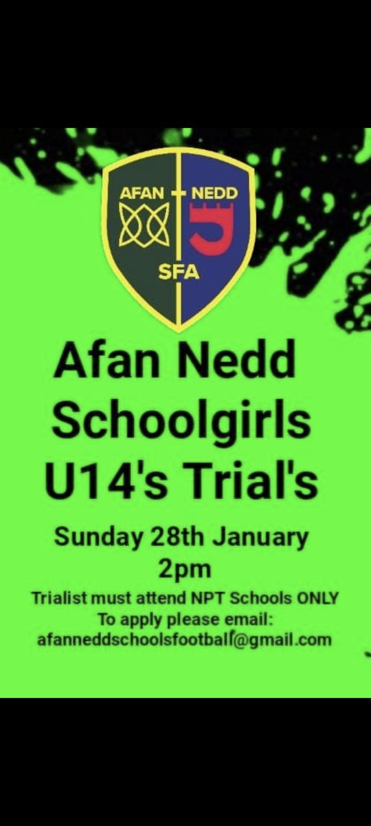 A great opportunity for U14's girls in NPT to trial for the County squad.