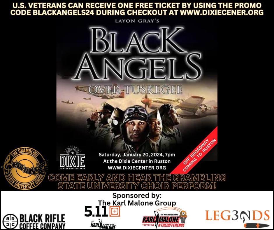 Layongray's tweet photo. Ruston Louisiana. @Layongray  powerful play @BlackAngelsPlay  will be there this Saturday Jan 20. Get your tickets. 
#TuskegeeAirmen

https://t.co/Jd7Ytmjx5t https://t.co/RLuV1XUUX6