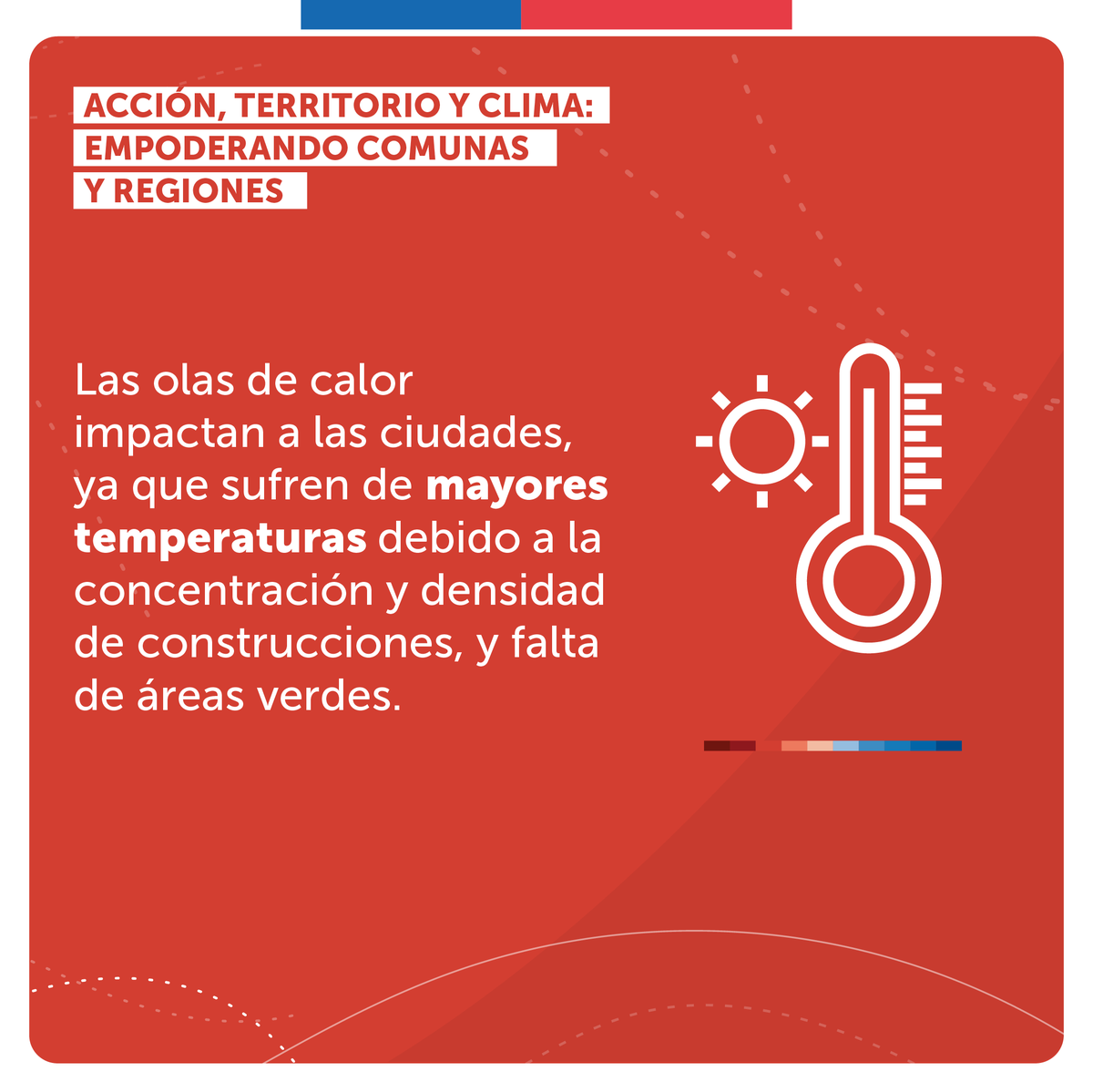 MMAChile's tweet photo. 🇨🇱 En Chile el 90% de la población vive en áreas urbanas que son sensibles y vulnerables al cambio climático.

Las olas de calor intensifican los desafíos en zonas con alta densidad de construcciones y escasez de zonas verdes. 🌱

👇👇👇 https://t.co/7ERHlgFUKB