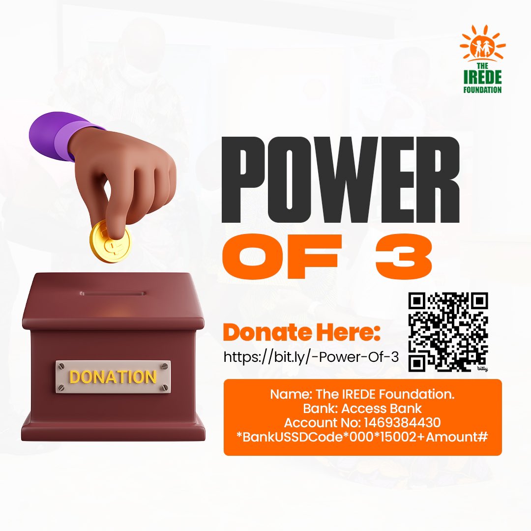 theirede's tweet photo. Let's take three simple steps together today to ensure no child is left behind;

1️⃣ Make a donation via https://t.co/bDK44q82go
2️⃣ Refer three incredible friends
3️⃣ Participate for three amazing months

 #Powerof3 #InclusionMatters #IREDEFOUNDATION #nochildleftbehind https://t.co/L5vzPRlSU7