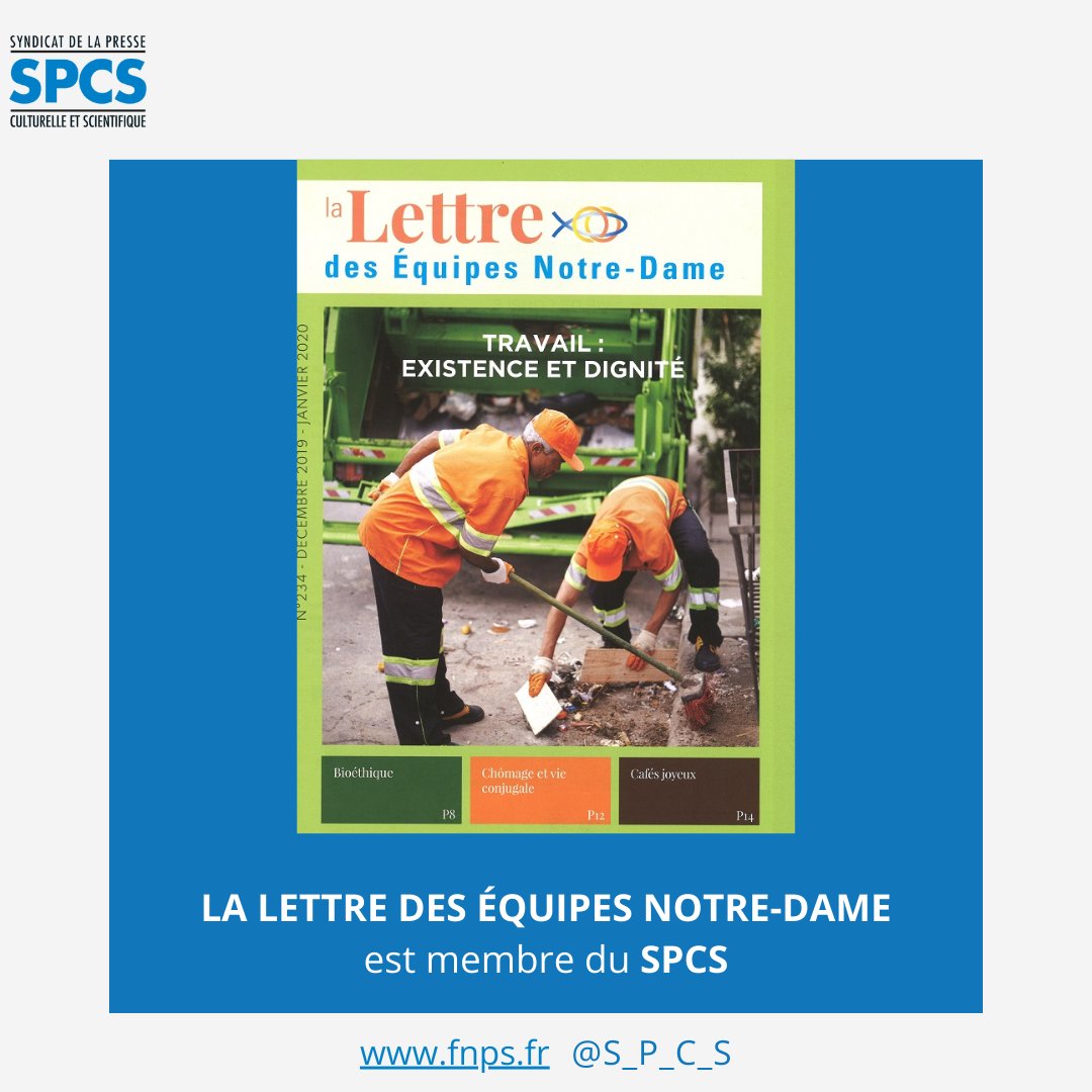 S_P_C_S's tweet photo. La Lettre des Équipes Notre-Dame est revue bimestrielle éditée par les Équipes Notre-Dame et adhérente au #SPCS.

#Presse #Syndicat #FNPS
https://t.co/ExzIXNNKDw https://t.co/eQ3MV2J8AX
