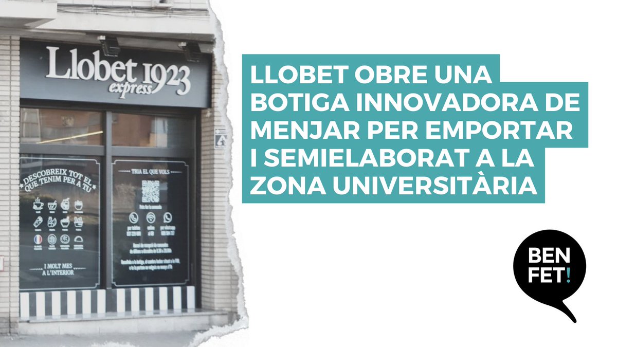 📢 L'empresa #Benfet! <a href="/grupllobet/">Grup Llobet</a> obre una botiga innovadora de menjar per emportar i semielaborat a la zona universitària 

🍛 Llobet 1923 Express és un concepte innovador i adaptat a les necessitats de la comunitat universitària de Manresa.

➕naciodigital.cat/manresa/notici…