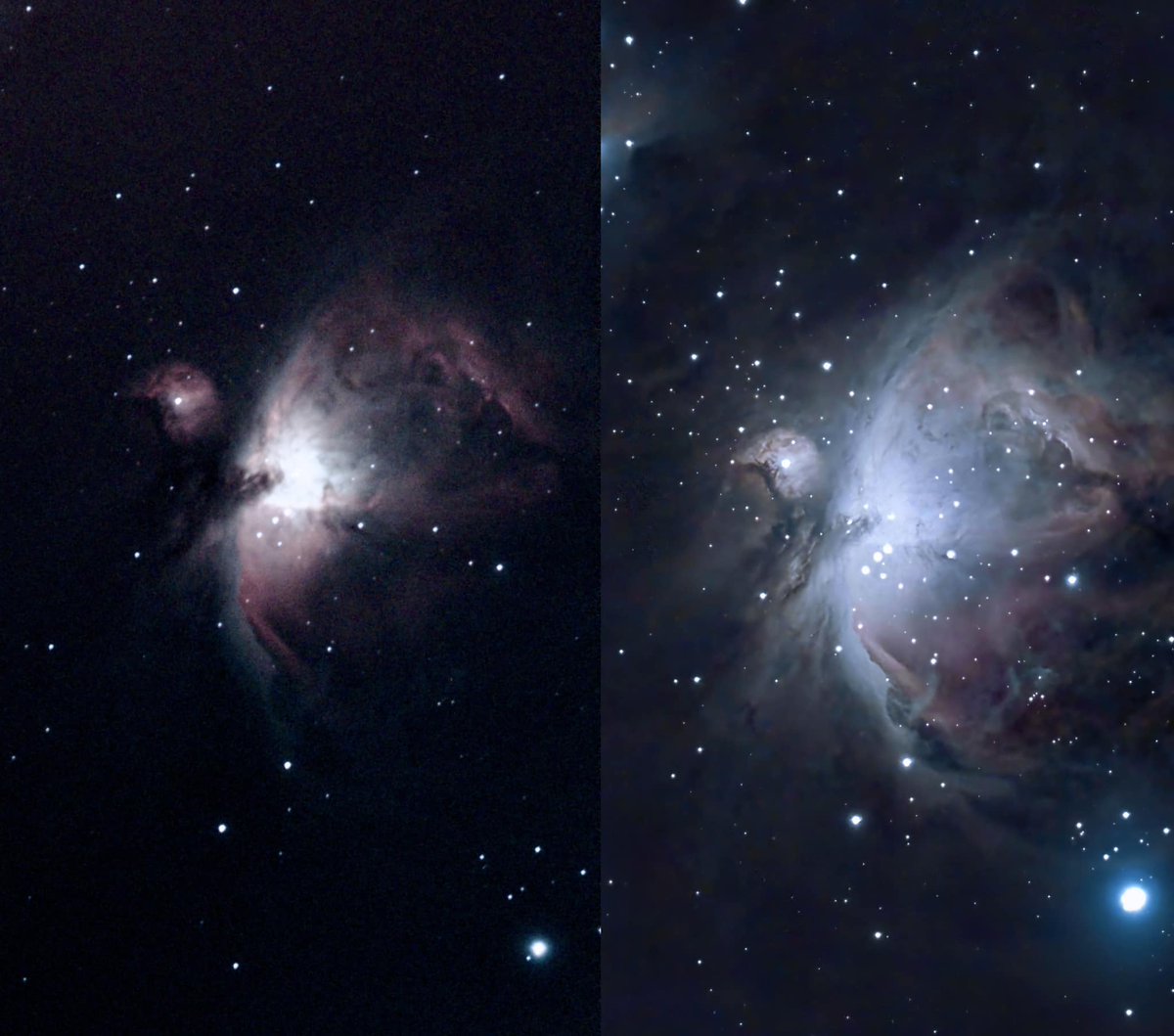 Seestar_astro's tweet photo. Share a set of M42 images captured by Chris Calvert using the Seestar S50 in Bortle 8 and Bortle 2, respectively.

#nature #scenery #scenerymode #seestar #seestars50 #astro #astronomy #astrophotography #smarttelescope #camera #M42 https://t.co/UnRKtszWtz