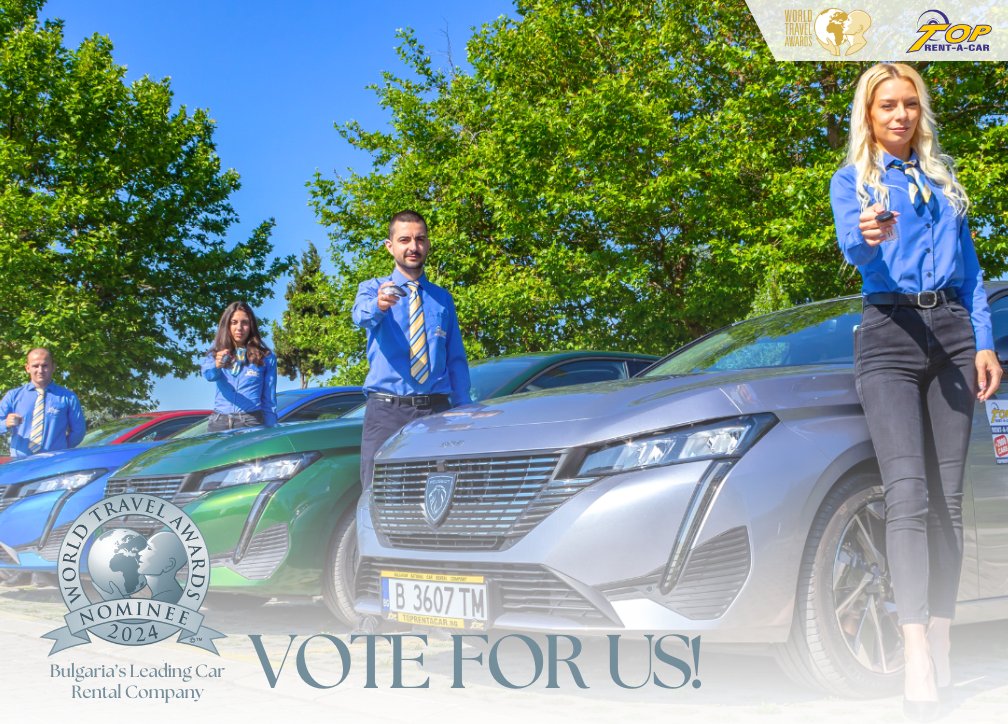 TopRentACar's tweet photo. Vote for us at https://t.co/okdlwiFyUU Nomination for Bulgarian Leading Car Rental Company 2024 in Wolrd Travel Awards🏆 Thank you! https://t.co/mJNd1xAxa8