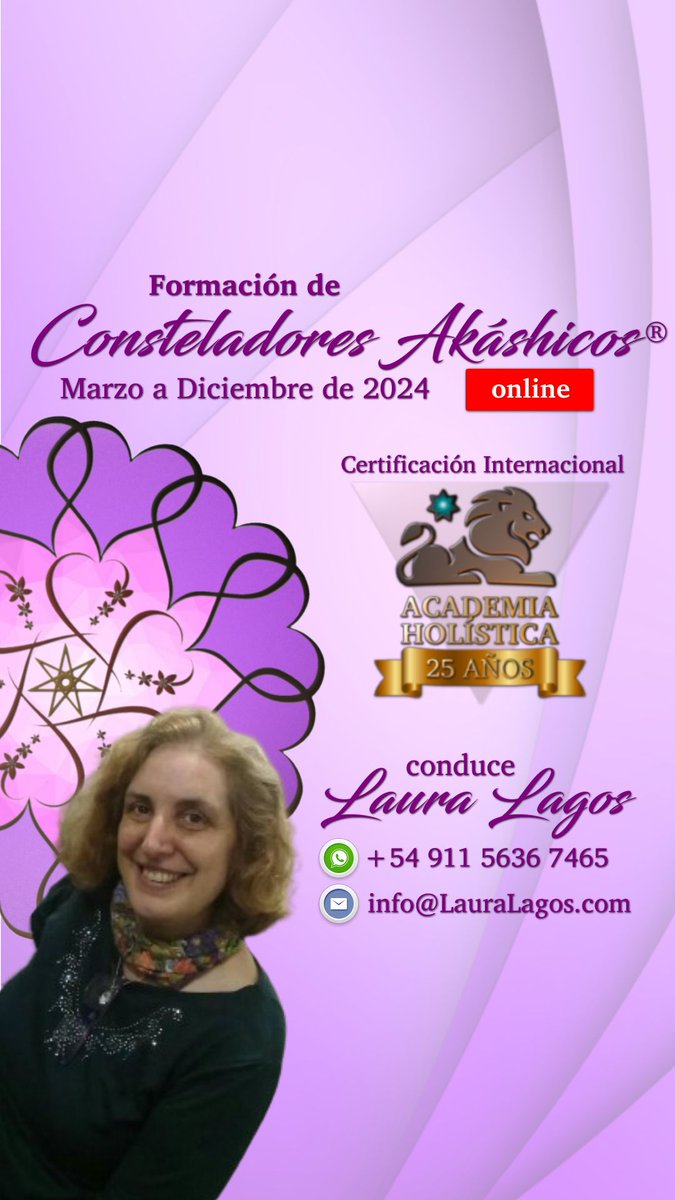 consteladores's tweet photo. Conduce Laura Lagos ❤️
💬 WhatsApp:   +54 9 11 5636 7465
✉️ Email:   info@LauraLagos.com
👉 +Info:   https://t.co/odJbigRZnc

@lauplagos #ConstelacionesAkashicas #AcademiaHolistica #RegistrosAkashicos #ConstelacionesFamiliares #LauraLagos https://t.co/3iT7FFMqSk