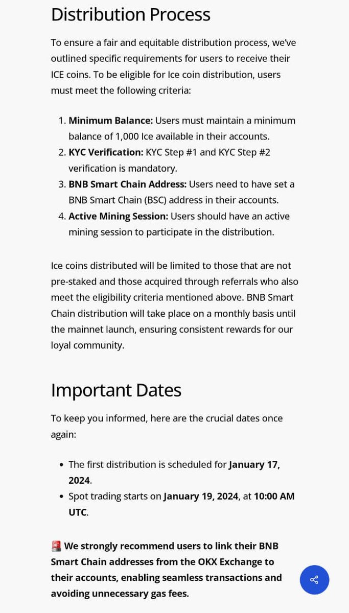 Crypto4bailout's tweet photo. Criteria to be eligible for #IceNetwork Distribution 

Read it Carefully
Joy is coming ♥️♥️ https://t.co/h1ohN2Nely