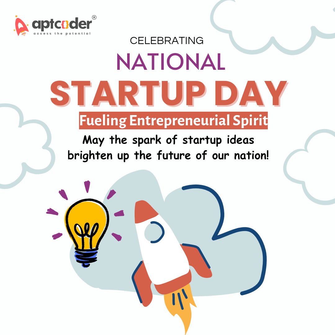 APTCODER's tweet photo. National Startup Day! Celebrate those who build bridges from everyday reality to our collective dreams.🧠
.
.
.
.
.
#Startup #startuplife #startups #StartUpBusiness #StartupLifestyle #StartupGrind #startupquotes #startupweekend #startuptips #StartupIndia #startupcompany https://t.co/ikzTb0T3Ef
