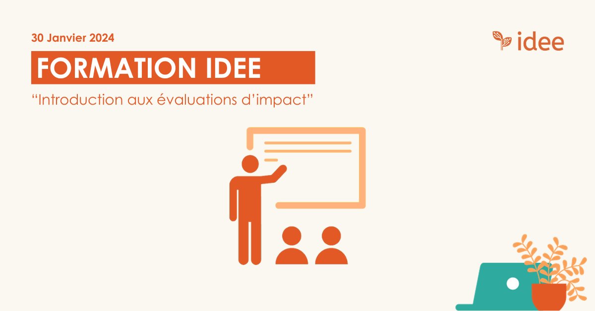 IDEE_Education's tweet photo. 📣Rejoignez-nous le 30 janvier pour participer à notre formation à distance “Introduction aux évaluations d’impact”.
📅30/01/2024
⏱️12h30-13h30
📝Pour s’inscrire : https://t.co/bU4LYKNY7Q https://t.co/IfBCWh055b