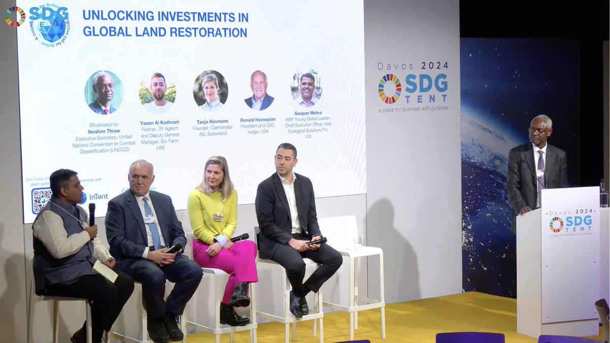 Join us live for 'Unlocking investment in land restoration'. The session explores the compelling economic and environmental case for private sector engagement in land restoration, with a focus on promoting land restoration. #Davos2024 #UNited4Land sdgtent.com/live-streams/e…