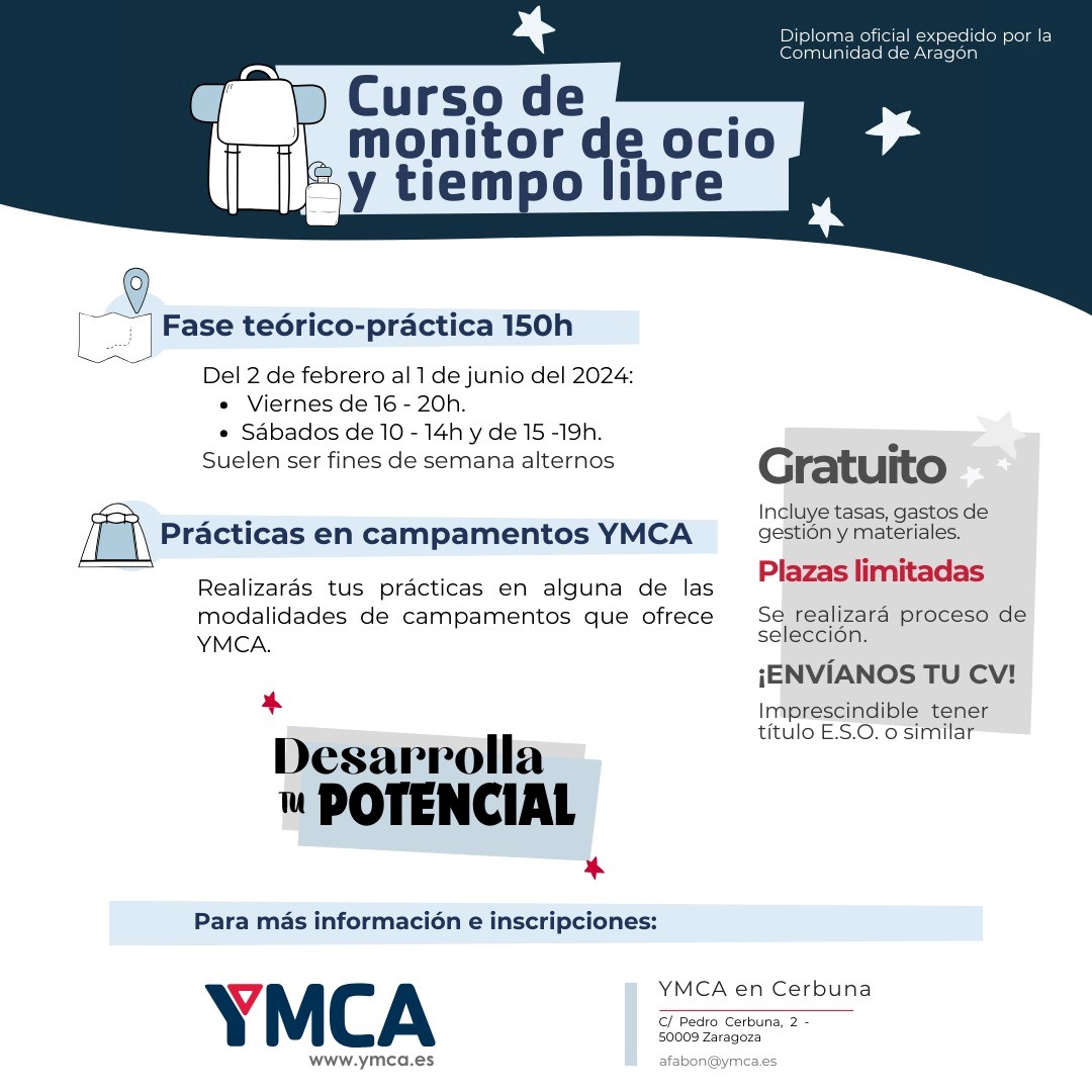 ymca_esp's tweet photo. ¿Buscas empezar el Curso de #Monitor de Ocio y Tiempo Libre y vives en #Zaragoza? ¡Aprovecha esta oportunidad! 💪✨
Envía tu CV a afabon@ymca.es. ¡Laz plazas son límitadas! 📤⏳
#cursodemonitor #ymcaespaña #ymca https://t.co/C1n8kZkAy9