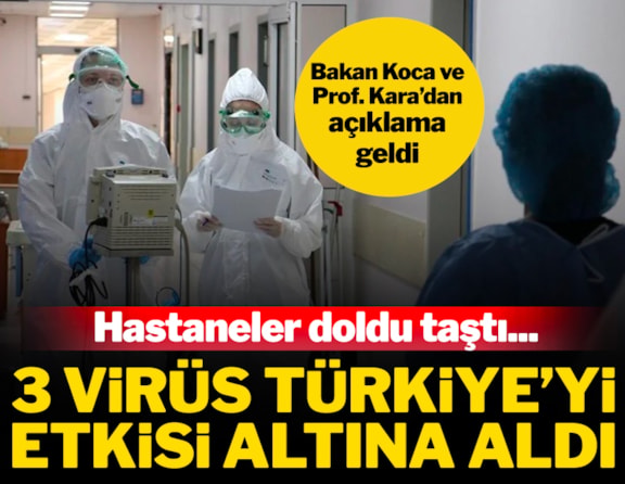 Son günlerde artan üst solunum yolu şikâyetleri nedeniyle hastaneler ve aciller dolup taştı. 3 farklı virüsün etkili olduğu yeni salgınla ilgili Sağlık Bakanı Fahrettin Koca ve Prof. Dr. Ateş Kara açıklamada bulundu.