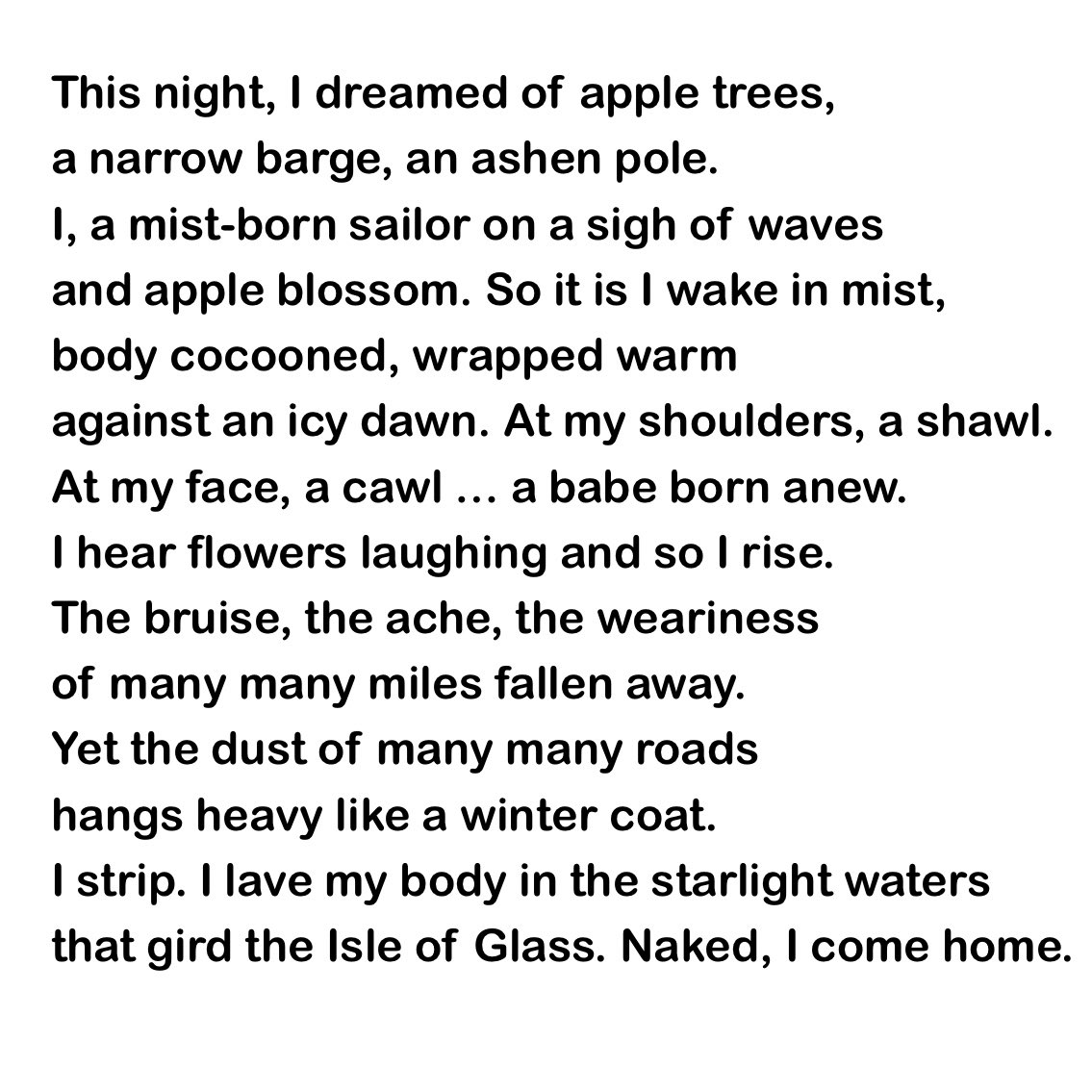 Banquozghost's tweet photo. Return To Avalon - #poem by Neil G

This night, I dreamed of apple trees,
a narrow barge, an ashen pole …

#Avalon #Morgaine #Camelot 
#Arthur #AppleIsle #LadyOfTheLake 
#FairyTaleFlash #FairyTaleFiction 

art: Stephanie Law https://t.co/LPYtkhkamN