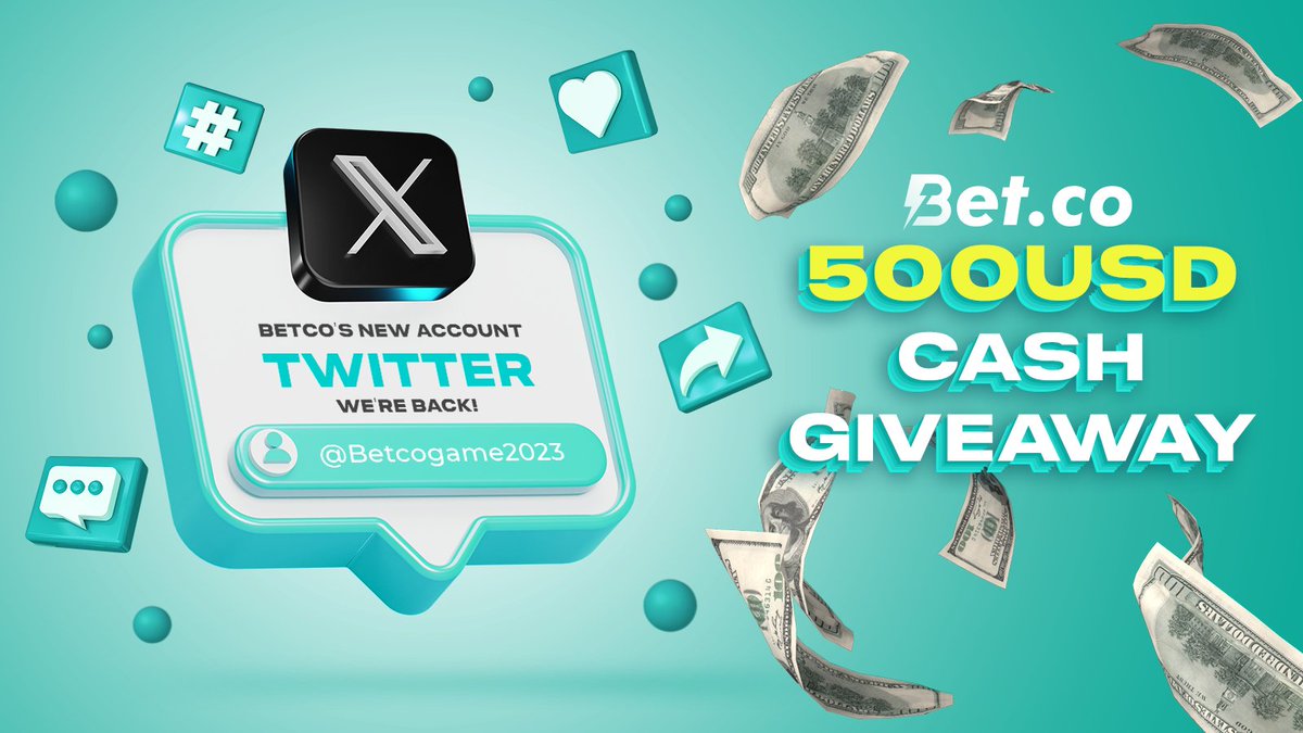 🥳✨Betco's Twitter is back✨🥳

3 EASY STEPS:
1⃣ Follow @Betcogame2023
2⃣ ❤️ &amp; RT
3⃣ Comment with your BETCO user ID

🎁 Lucky Winners: 5 x 100 USD 🌟

⏰2024.1.26
💵 Register now: bet.co/i-ywh0n5vq-n
#Airdrops #Giveaway #BTC