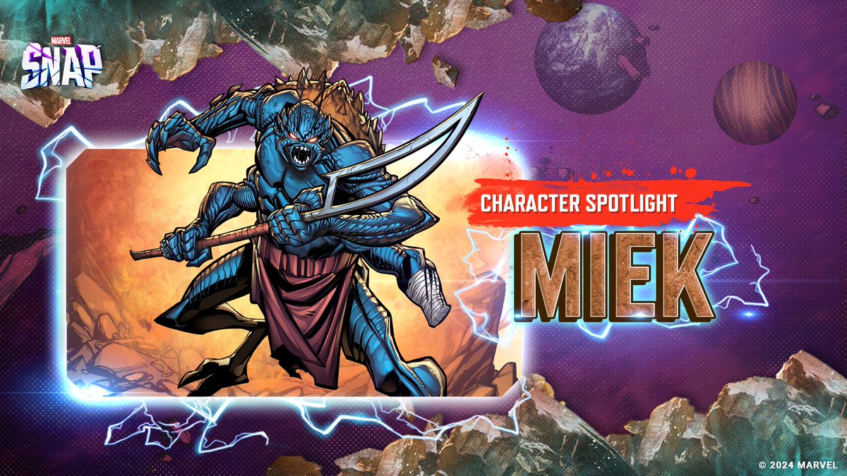MARVELSNAP_ES's tweet image. Hoy damos la bienvenida al feroz luchador insectoide de Sakaar, con un gran apetito por la violencia: ¡Miek!

🔵 Coste: 1
🔶 Poder: 1
🔹 Después de cada turno, si descartaste alguna carta, gana +1 de Poder por cada una y se mueve.

La inclinación de Miek por la crueldad puede…