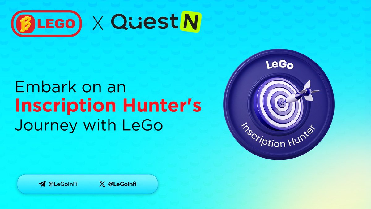 LeGoInFi's tweet photo. 🚀 Ready to embark on an Inscription Hunter's Journey? 

🗝️ Join LeGo and @QuestN_Com for an exciting adventure! 

✅Complete tasks to join:
https://t.co/CKhpuL2abZ

⚡️The inscription awaits – are you up for the challenge?

#InscriptionHunter #INFi #Web3 #Giveaway #Airdrop https://t.co/nQc6rgwT9V