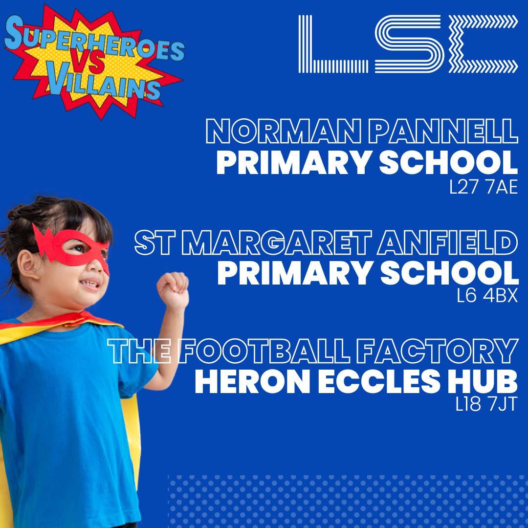 Holiday Courses this FEB! 🤩😁
MON 12TH FEB - FRI 16TH FEB

Who will be the best SUPERHERO/SUPERVILLAIN!? 🦸🦹

Book your child's place here - bit.ly/3vzEGtQ