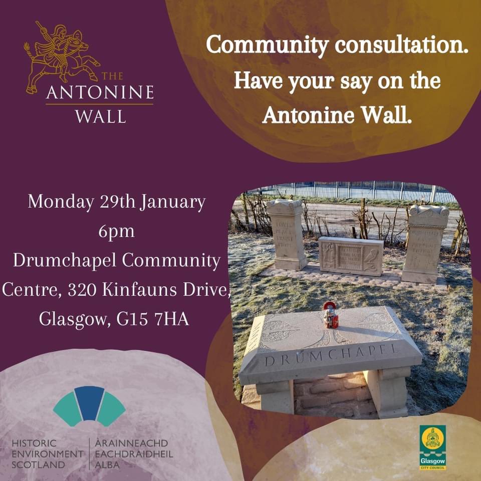 Have your say about the Antonine Wall! Our Glasgow Community consultation will take place in January 29th. Tickets and other dates/ venues available here eventbrite.co.uk/e/antonine-wal… @GlasgowCC