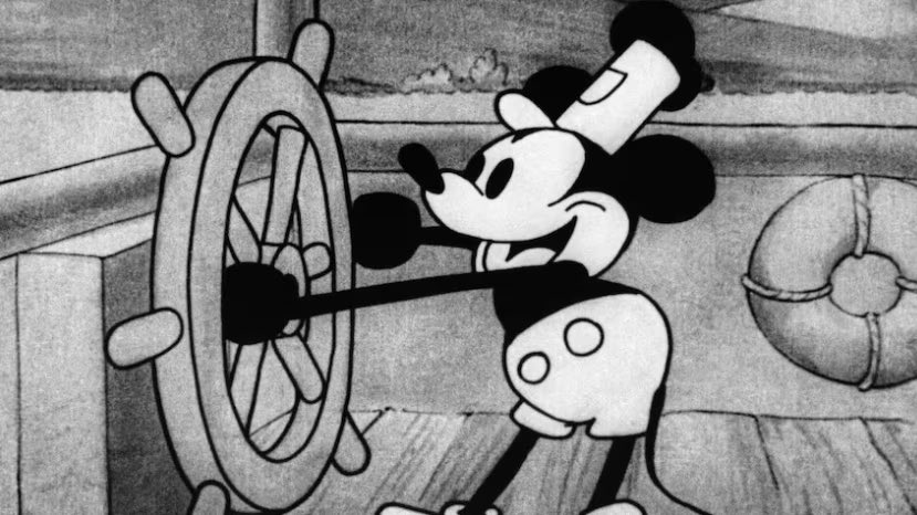 Brandito_eth's tweet photo. Yo #fam! The OG #MickeyMouse from "#SteamboatWillie" just hit the public doma and is blowing up on #OpenSea as an #NFT!:

This 1928 classic version of Mickey
now free game after 95 years under copyright, and it's trending hard on the NFT scene! https://t.co/PfcFYo2P1M