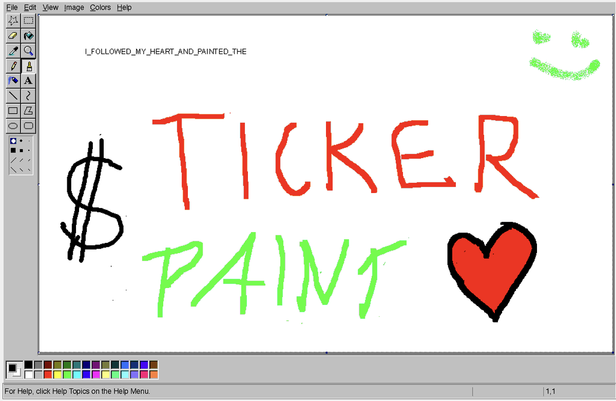 tickerinsol's tweet photo. gm

i followed my heart and painted the $ticker

pvp season is over, season of 💕is here 

$paint https://t.co/8F4zudLTXb