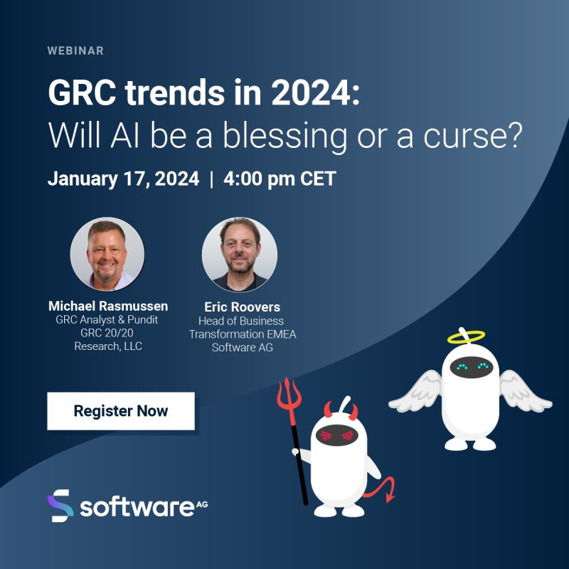 What role will AI play in the future? Will it be a helpful angel to better manage GRC, or will it rather be a devil bringing new risks on the table? Register for the webinar: bit.ly/41ZnSIC

#ProcessMining #BPM #ARIS
