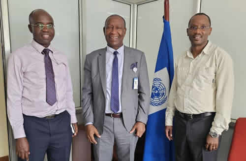 @nilebasin RM Eng. Matemu paid a courtesy call to UNDP. to discuss alliance & resource mobilization. He was received by Tom Sangalama(R)Team Leader - Nature, Climate, Energy & Resilience, and Michael Kiza, National Coordinator - Climate Aggregation Platform. #OneNileOneFamily
