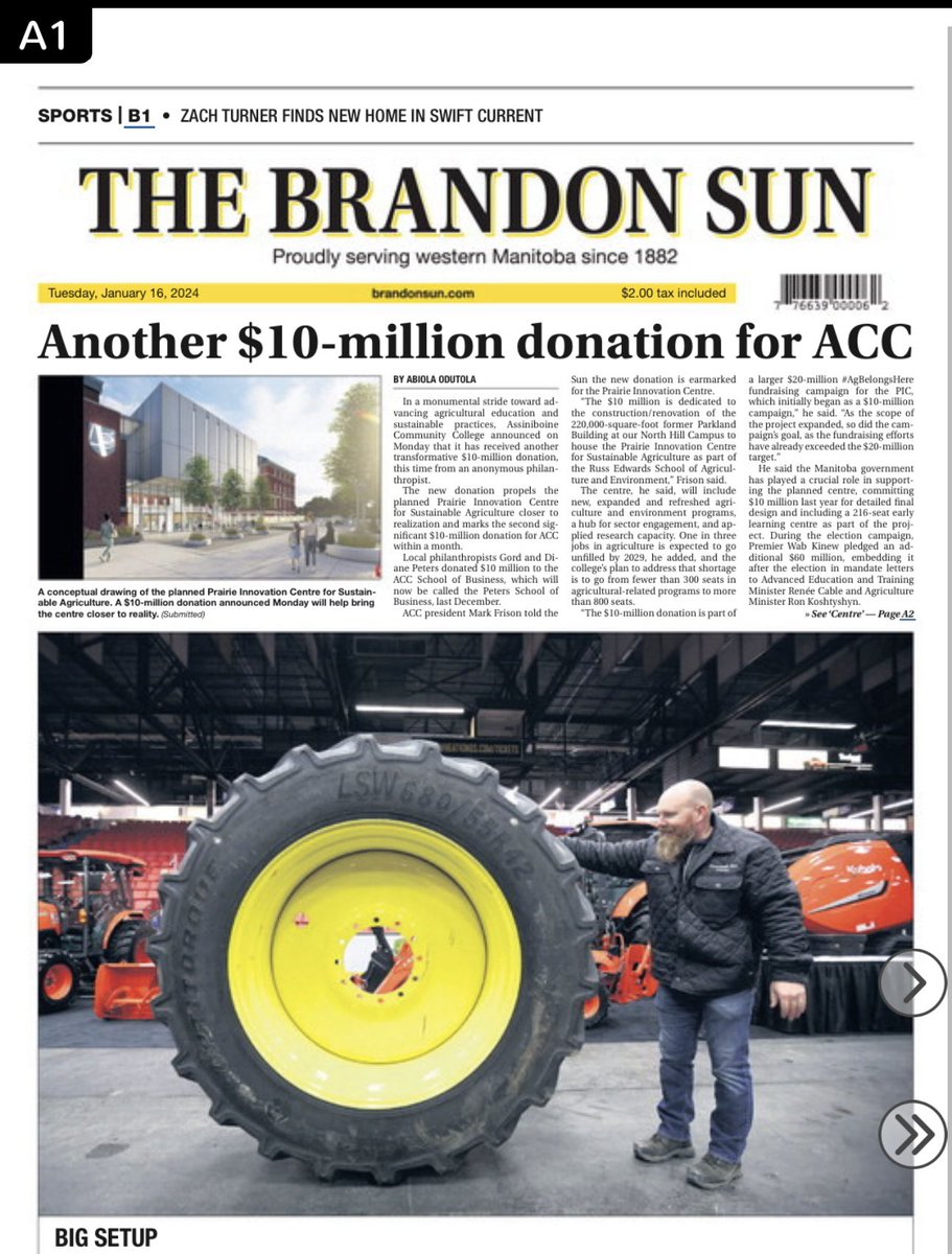 markfrison's tweet photo. Some great news to kick off @MBAgDays!! 

A $10M donation toward our Prairie Innovation Centre for Sustainable Agriculture! 

#AgDays24 #AgBelongsHere #NorthHillCampus @accmb https://t.co/tIGsc35JwU