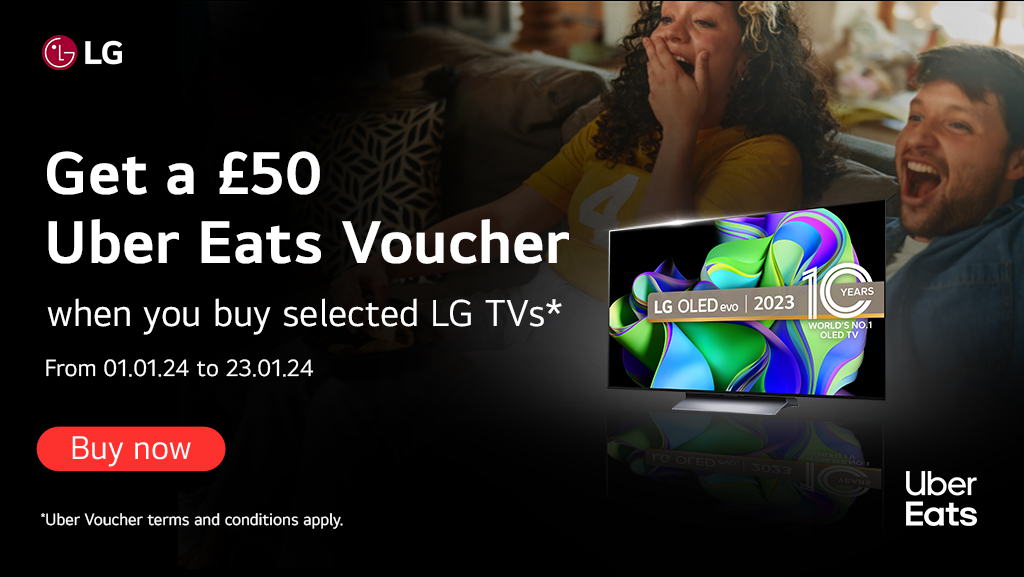 Chill in front of the TV with your favourite takeaway thanks to @LGUK. Buy a selected TV and grab a free £50 Uber Eats voucher as a perfect January treat. Take a look -> hughesdeals.co.uk/lXYFA0