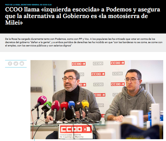 ManuelPeces's tweet photo. 🔴CARTA DE BAJA DE @CCOOclm
Tras las declaraciones del pasado día 11 de @PacoDeLa_Rosa, Secretario General de CCOO CLM he tomado esta decisión.
Soy @ManuelPeces, pensionista, antes trabajador del textil, afiliado a CCOO 40 años, muchos de ellos como representante sindical.
🧵👇 https://t.co/GaBDggFHcd
