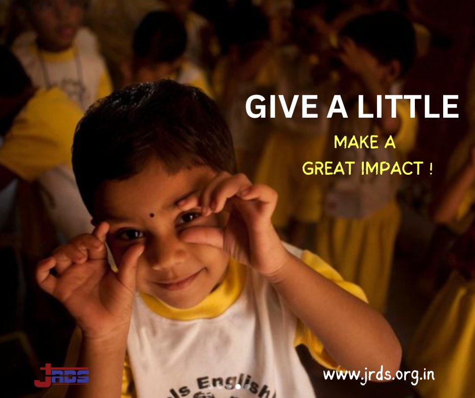 Give a little, make a great impact! Your small gift can bring a big smile to children in need. Let's ensure that every child gets the chance to learn and dream big! #ChildrensEducation #SmallGiftsBigImpact #CaringThroughSharing #DonateNow 
jrds.org.in